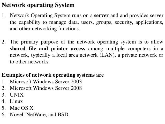 Examples of real-time operating systems. Examples of network operating systems Examples of real-time operating systems. Examples of network operating systems